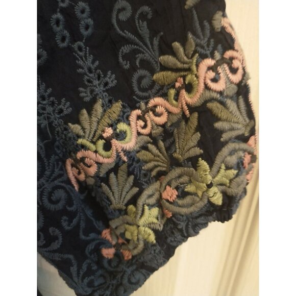SOLD_SOLD_SOLD!!  JOHNNY WAS Vista Blouse Blue Night Embroidered Boho Tunic Top - Picture 4 of 11